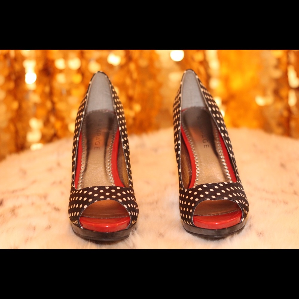 Rampage “Gracee” Polka Dot Peep Toe Heels